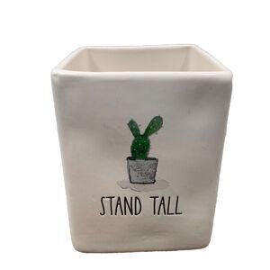 Rae Dunn Artisan Collection Magenta STAND TALL Cactus Square Ceramic Container
